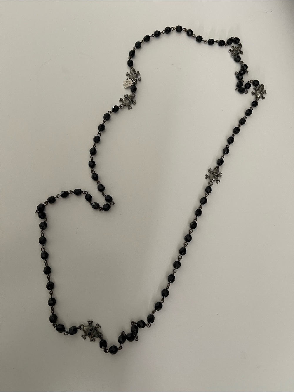 Rachel Leigh Black Faceted Bead Necklace with Cross Accents